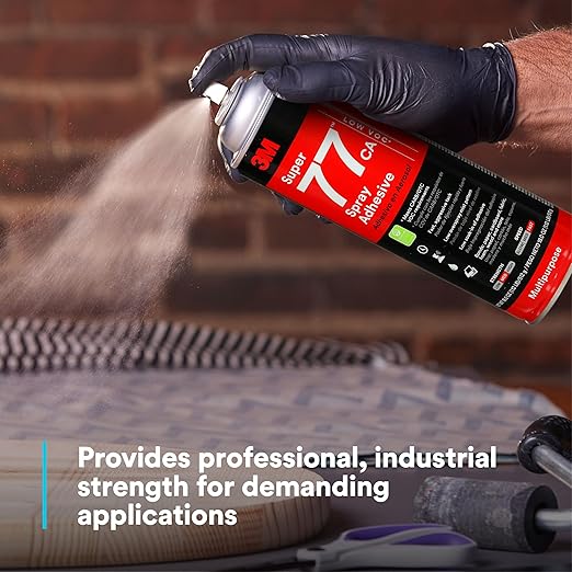 3M Super 77 Multipurpose Permanent Spray Adhesive Glue, Low VOC, Paper, Cardboard, Fabric, Plastic, Metal, Wood, Net Wt 18 oz