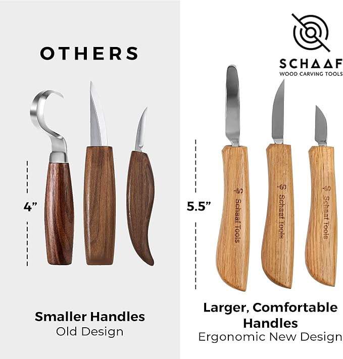 Wood Carving Kit, Deluxe 5pc Whittling Knife Set with Razor-Sharp Knives, Spoon Carving Knife, Wood Whittling Kit for Beginners and Adult Crafts