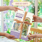 Tonecheer DIY Book Nook Kit for Adults, 3D Puzzle Wooden Miniature House Kit, Booknook Dollhouse Bookshelf Insert Decor Bookend with Dust Cover and LED Lights Gifts (Giverny Garden)