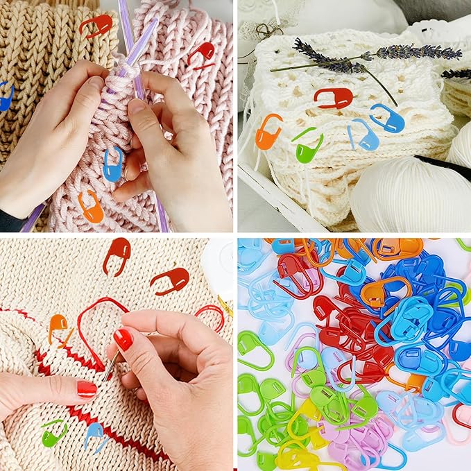 150 PCS Locking Stitch Markers for Knitting, Colorful Plastic Crochet Clips and Knitting Accessories with 10-Compartment Storage Box, Crochet Supplies and Yarn Markers for Craft Projects