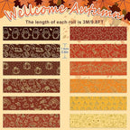 Whaline 12 Rolls Fall Washi Tapes Foil Gold Decorative Tape Autumn Gnome Pumpkin Fall Leaves Turkey Patterned Masking Tape for Fall Thanksgiving Scrapbook Journal DIY Craft Gift Wrapping, 0.6Inch