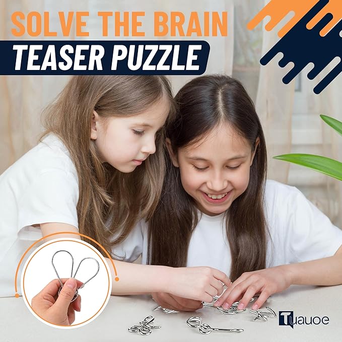Metal Puzzles Brain Teaser, 24pcs Metal Wire Puzzles for Adults Kids Teenagers, Classical Mini Mind Ring Puzzle Set, Educational IQ Unlock Interlocking Toy Lock Puzzle Gift Set