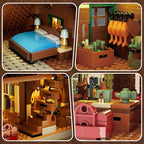 Wood Cabin Building Set with Light, 2570 PCS Wooden Forest House Mini Building Block Toy with Waterwheel Pond Animals, Big House Construction Model for Adults Teens Kids Boys Girls 10-12+