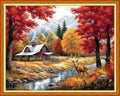 Joyhoor Cross Stitch Kits for Beginners Stamped Cross-Stitch Supplies Needlework preprint Embroidery Kits for Adults DIY Needlepoint Kits Embroidery Patterns 11CT-Late Autumn Elk 16x20 inchs