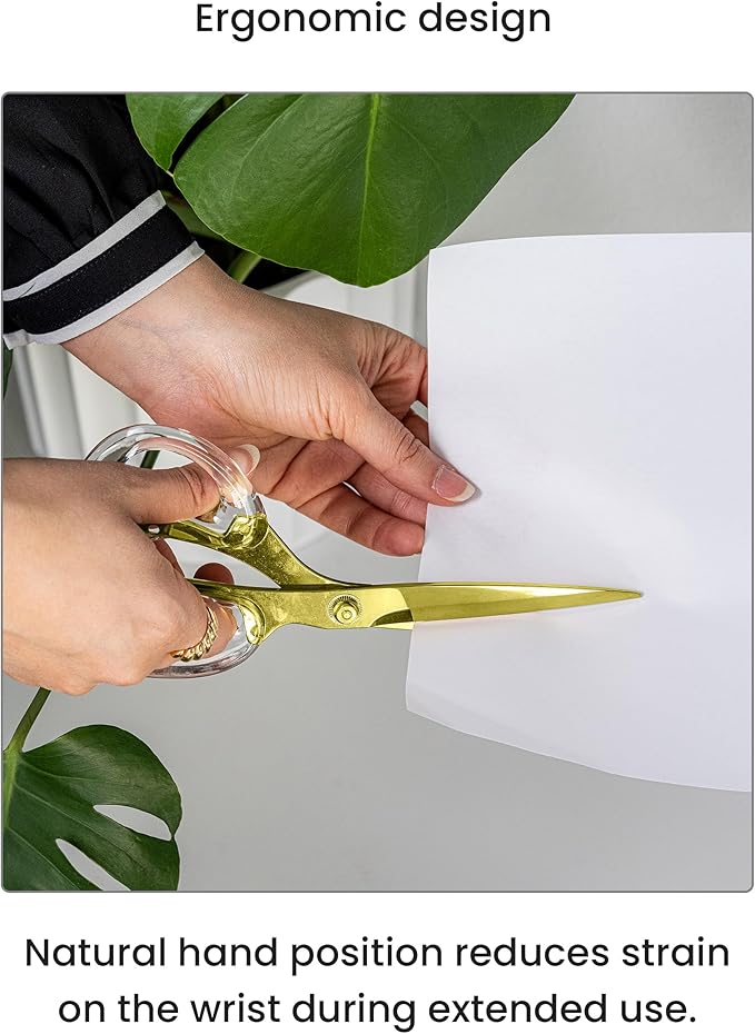 OfficeGoods 9” Stainless Steel Acrylic Scissors for Office and Home - Aesthetic and Sharp All Purpose Scissors, Perfect for Sewing, Arts and Crafts - Gold
