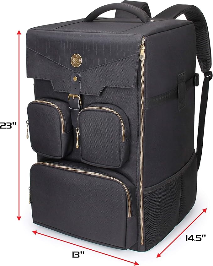 ENHANCE Board Game Backpack - Reinforced Rigid Board Game Storage with Padded Shoulder Straps, Carrying Handle, and Accessories Pockets for Dice, Cards, More - Fits and Protects Tabletop Adventures