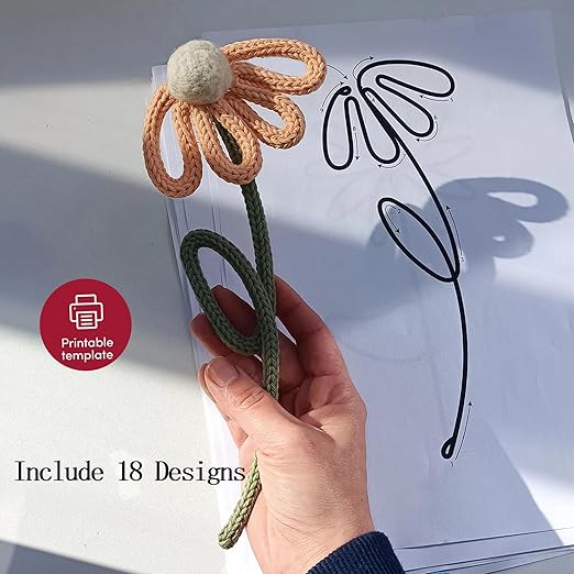 BoFUN DIY Flower Craft Kit for Adults Teens - Floral Wire Art Craft Set with 18 Templates, Wire, Knit Rope | Wedding Party Favors, Women Birthday, Mother’s Day Gifts, Handmade Home Decor (Floral)