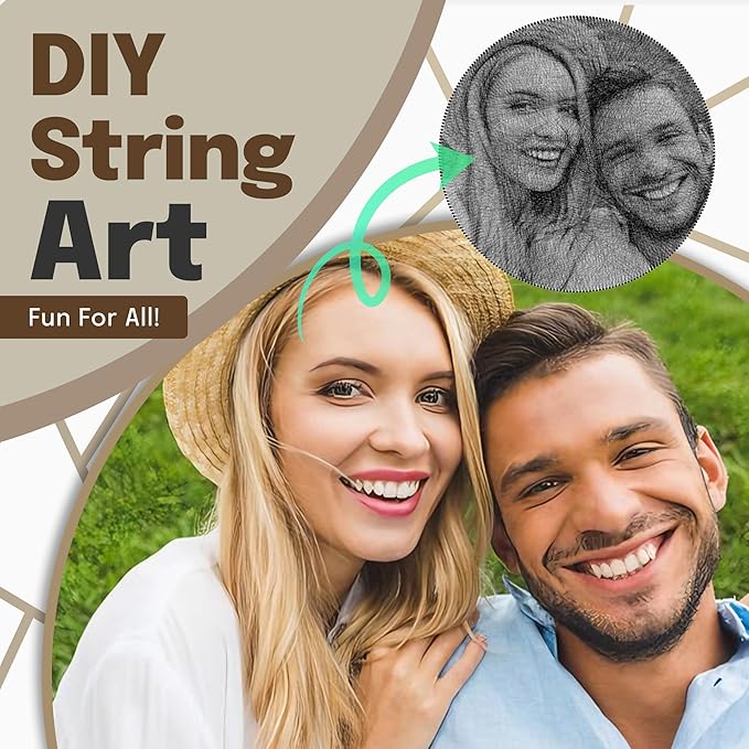 MindArts String Art Kit for Adults - DIY String Art with All Necessary Accessories, Personalized Round Design, Craft Kit, Circle Table - Home Decoration