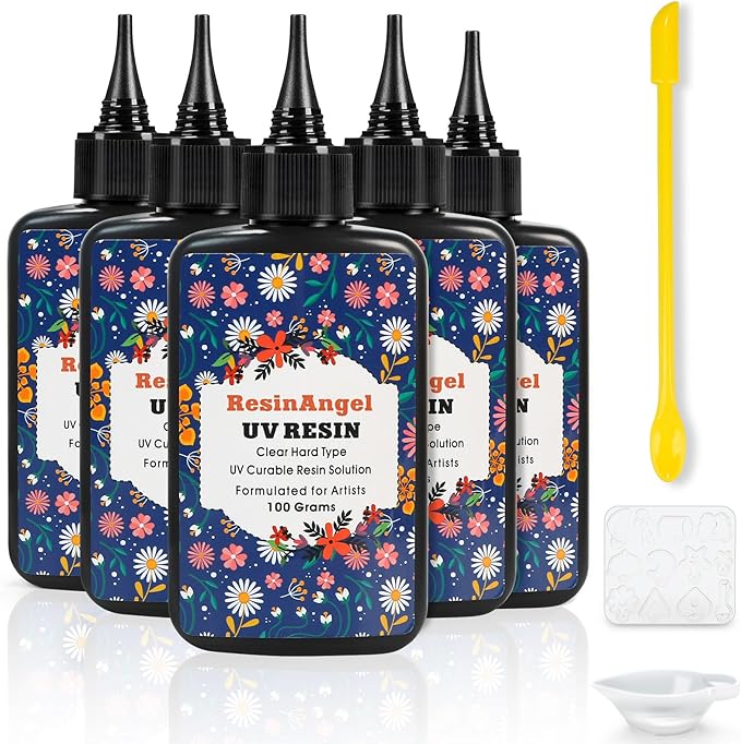 500g UV Resin kit, Crystal Clear Hard, Premixed UV Epoxica Resina Fast Curing Sunlight Activated with Casting Tools for Beginners Jewelry Making, DIY Art Crafts, Coating