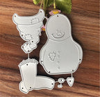 Metal Cutting Dies DIY Merry Christams Embossing Stencil Template Scrapbooking Card Making Mold Photo Album Arts Crafts Tools(6 Pcs Snowman-9.4x6.2cm)
