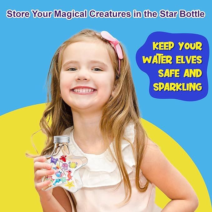 Kiditos Magic Water Elf Toy Kit–Squishies for Kids, 24 Gels+6 Glitter Powders&20 Molds, Magic Gel Water Pets Sensory Toy, Fun DIY Craft Kit, Party Favors, Birthday & Christmas Gifts for Kids Ages 3+