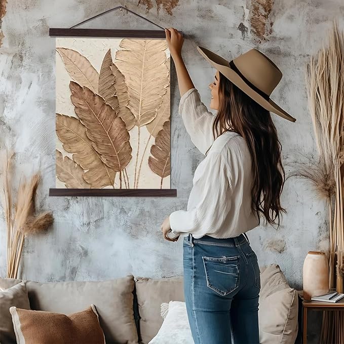 Artmag Magnetic Poster Hanger Frame, 23x35 23x34 23x23 Light Wood Wooden Magnet Canvas Artwork Print Poster Hangers Frames Hanging Kit (Walnut, 23")