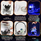 Halloween Crafts Activities for Kids Ages 4-12,6 Pack Glass Mason Jar for School Art Activities,Halloween's Craft Supplies,DIY Lantern Jar for Gifts Halloween Party Favors,Classroom Prizes