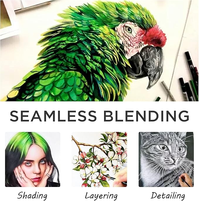 Prina 76 Pack Drawing Set Sketching Kit, Pro Art Supplies with 3-Color Sketchbook, Include Tutorial, Colored, Graphite, Charcoal, Watercolor & Metallic Pencil, for Artists Adults Teens Beginner