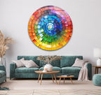 My Photostation.com 10''(25cm) Diameter Radiant Spiral Spectrum Round Glass Wall Art Tempered Glass Printing Wall Decor Large Wall Art Wall Hangings