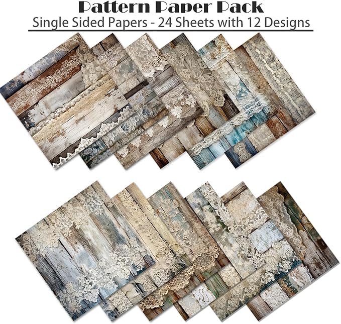 YASMEN Scrapbook Paper Pad 6"6" - 24Pcs Scrapbooking Supplies Kit, Single-Sided Patterned Cardstock Pads for Card Making, Designer Planner Journals, Background Borders, Greeting Cards, Junk Journal