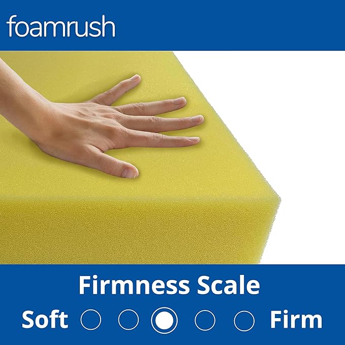 FoamRush 9" x 24" x 24" Water-Resistant Dry Fast Outdoor Upholstery Foam Sheet for Outdoor & Marine Furniture (Chair Cushion Foam for Patio Furniture, Boat Seat Cushion Replacement)