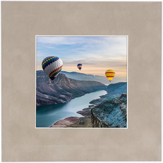 8x10 Mat Bevel Cut for 5.5x8.5 Photos - Acid Free Light Grey Suede Precut Matboard With Backing Board and Crystal Clear, Self Seal Photo Mat Bag - For Pictures, Photos, Framing - 4-ply Thickness