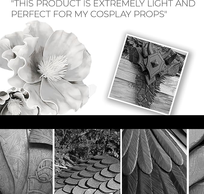 Moldable Cosplay Foam Clay (White) by Pixiss (300 Gram) Cosplay Foam Clay - High Density and Perfect for Intricate Designs | Air Dry | Great for Cutting with Knife or Rotary Tool, Sanding or Shaping