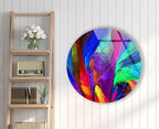 My Photostation.com 10''(25cm) Diameter Neon Colors Abstract Round Glass Wall Art Tempered Glass Printing Wall Decor Large Wall Art Wall Hangings