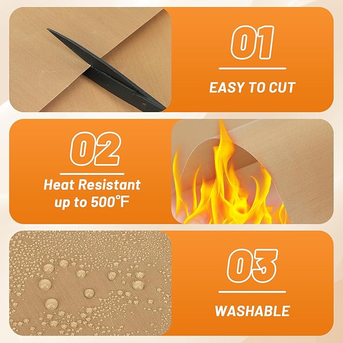 Svaldo Teflon Sheets for Heat Press, 3 Pack, 12x16 Heat Press Paper for T Shirts, Hat, Reusable Non Stick PTFE Teflon Sheet, Iron Transfer Paper for Sublimation Machine, Craft & Baking