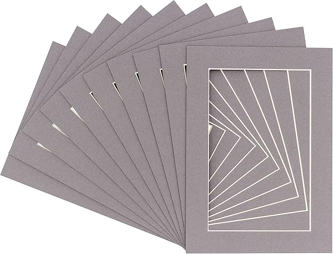 11x14 Mat for 8.5x11 Photo - Precut Charcoal Picture Matboard for Frames Measuring 11 x 14 Inches - Bevel Cut Matte to Display Art Measuring 8.5 x 11 Inches - Acid Free Pack of 100 MATS