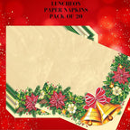 20-ct 13x13 Christmas Paper Decoupage Napkins, 3-Ply Servilletas Tissue Napkin for Dinner and Parties, Disposable Napkins (Bells)