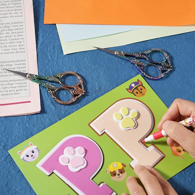 Small Embroidery Scissors with Cover -Cute and Comfortable handles with Sturdy and Sharp Tips for Precise Cutting, Perfect Size for Keeping in Your Sewing and Craft Supplies Kit