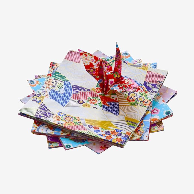 50 Origami Paper Yuzen Washi Paper Different Patterns Japanese Print 6x6 inches for Wedding Decor Japanese Designs, Mixed Patterns for Origami, Scrapbooking, DIY Gifts Origamipolly