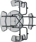 Global Industrial 46" Round Picnic Table, Expanded Metal, Gray Thermoplastic Coating, Attached Benches, 1-1/2” Umbrella Pole Hole, Outdoor-Rated, 1000 lb Capacity