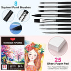 Watercolor Paint Set 100 Colors Including Metallic, Watercolor Kit with Case, Watercolor Paper, Paint Brushes, Palette and Accessories, Water Color Art Supplies Gift for Adults Kids Artists