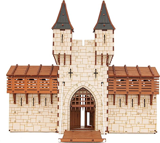 Barbican S Castle Gatehouse - 3D Wooden Puzzle - DIY 28mm Scale Model Building Kit for Adults - Educational Toy - Creative Gift - Tabletop Miniature Terrain Kit