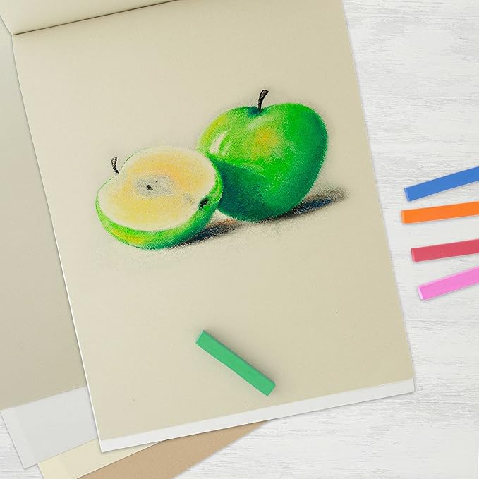 U.S. Art Supply 9" x 12" Pastel Paper Pad: 2 Pack (32 Sheet Total), 80lb (180gsm), 4 Neutral Toned Colors, Textured Hard or Soft Oil Pastel Paper, Drawing Sketchbook Pad, Mixed Media