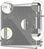 38"x38" Enclosed Bulletin Board, Lockable Weather-Resistant Aluminum Cork Noticeboard for School & Office, Silver Frame w/Grey Flet