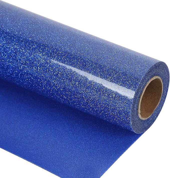 guangyintong Glitter Blue Heat Transfer Vinyl HTV Rolls, 12" x 8ft Iron on Vinyl for T-Shirts Glitter Blue HTV Vinyl for All Cutter Machines Easy to Cut & Weed for Heat Vinyl Design
