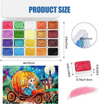 Mini Glitter Watercolor Paint Set, 20 Colors Shimmer Metallic Watercolour Painting Sets, Solid Pearl Water Color Paints for Kids, Adult, 1ml Trial Pack (Pumpkin Castle)