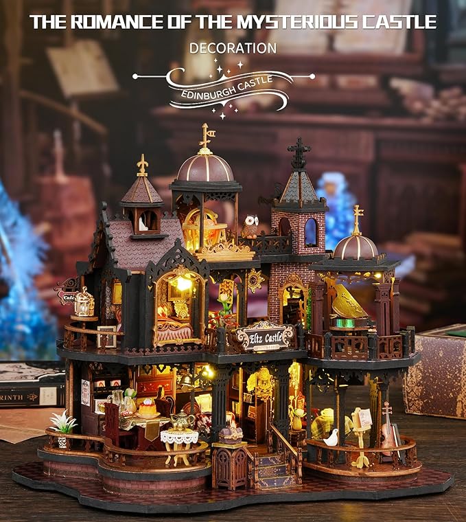DIY Dollhouse Miniature House Kit,DIY Kit Mini House Model,1:24 Scale Creative Doll House Best Christmas Birthday Gift for Lovers Boys and Girls. (Edinburgh Castle)