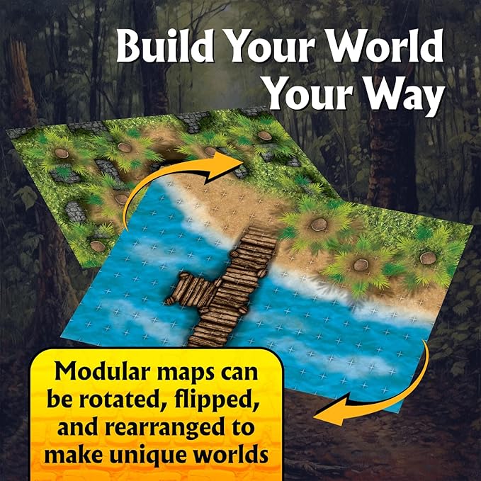 Arcknight The Uncharted Isles Roleplaying Battlemaps; 16 Modular RPG Maps in 8 Double-Sided Pages, 1" Square Grid, Modular & Versatile Design for Tabletop Gaming - for Dungeons & Dragons & Pathfinder