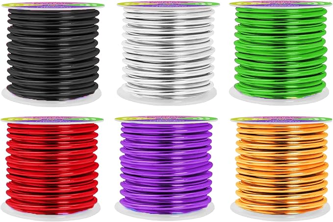 Mandala Crafts 8 Gauge Anodized Aluminum Craft Wire for Jewelry Making - 120 FT Colored Flexible Silver Black Gold Purple Red Kelly Green Wire - Bendable for Bonsai Armature Crafting Sculpting