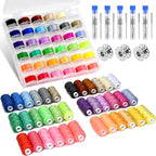 125 Pcs Sewing Thread Kit, 36 Assorted Colors Machine Threads with Spools, 400 Yards Prewound Bobbins Set with 50 Machine Needles (70/9, 75/11, 90/14, 100/16 110/18) for Universal Sewing Machines Use