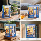 Fsolis Book Nook Kit - DIY Miniature Dollhouse Kit 3D Puzzles for Adult Tiny House Mini Booknook Craft Bookshelf Decor, 186 Wooden Pieces, Gifts for Women Teenagers Book Lovers (Literature Bookstore)