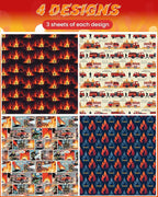 Pineraap 12 Sheets Firefighter Themed Wrapping Paper, Fire Safety Gift Wrap for Firefighter, Folded Flat Art Paper for Birthday Parties, Fireman Theme Favors, Thank You & Appreciation,19.7 x 27.6 Inch