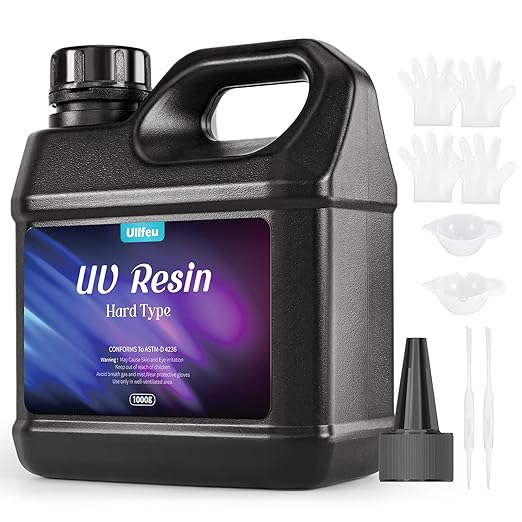 UV Resin Kit 1000g Bulk No Odor Upgrade Clear UV Epoxy Resin Hard Fast Cure Resin Kit Jewelry Making Handmade DIY Craft Decoration Coating