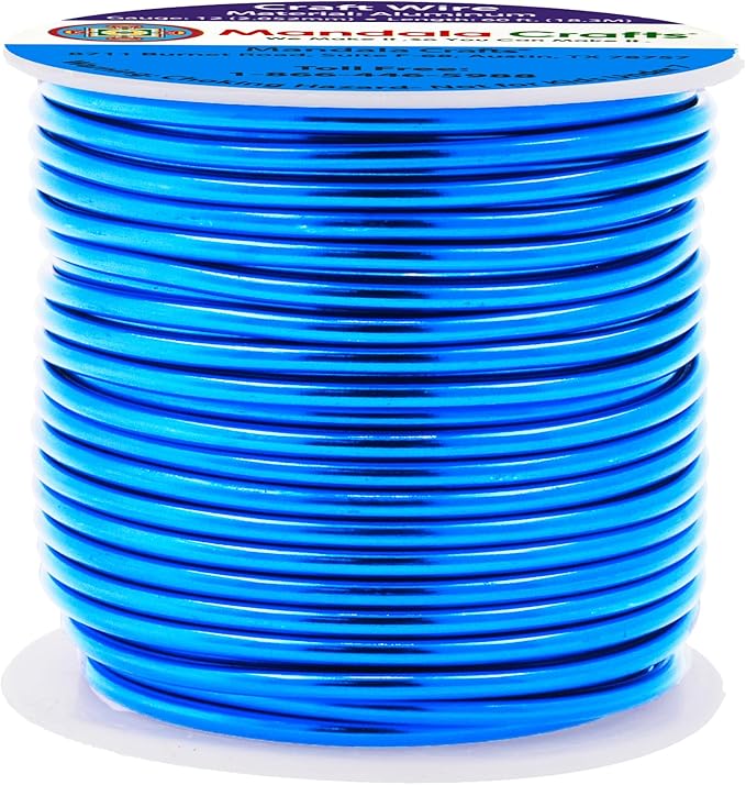 Mandala Crafts 12 Gauge Anodized Aluminum Craft Wire for Jewelry Making - 60 FT Colored Flexible Bondi Blue Wire - Bendable for Bonsai Armature Crafting Sculpting