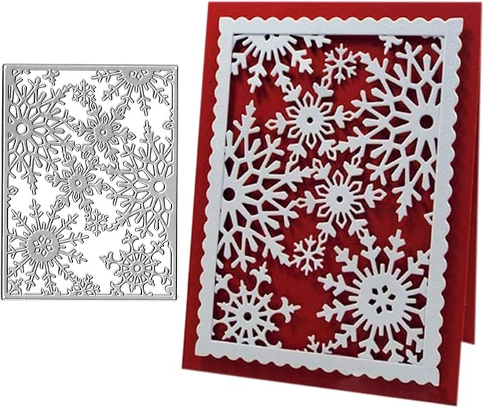 Metal Cutting Dies DIY Merry Christams Embossing Stencil Template Scrapbooking Card Making Mold Photo Album Arts Crafts Tools (Christmas Snowflake-9.8x13cm)