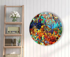 My Photostation.com 39,4''(100cm) Diameter Red Mosaic Round Glass Wall Art Tempered Glass Printing Wall Decor Large Wall Art Wall Hangings
