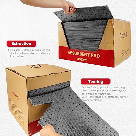 Universal Absorbent Pads Roll | 16"x20" Water Absorbent Mat 100-Pack | Industrial Spill Control for Liquids Leak(24 Gal/Box) | Oil Absorbing Rolls