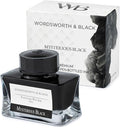 Wordsworth and Black Fountain Pen Ink Bottle (50 ml) Premium Luxury Edition, [Mysterious Black] Fountain Pens Bottled Ink; Classic Designed Bottle Smooth Flow 50 ml