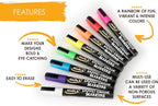 Bandle B. Chalk Markers - 8 Vibrant, Erasable, Non-Toxic, Water-Based, Reversible Tips. For Glass or Chalkboard Markers for Businesses, Restaurants, Liquid Drawing Chalk (Vibrant 6mm)