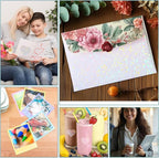 SHENLIU 60 Sheets Holographic Laminate Sheets Clear Glitter Vinyl Sticker Paper Holographic Overlay Self Adhesive Waterproof Transparent Film for Sticker Paper, 11.7 x 8.3 Inch (Gem Patterns)